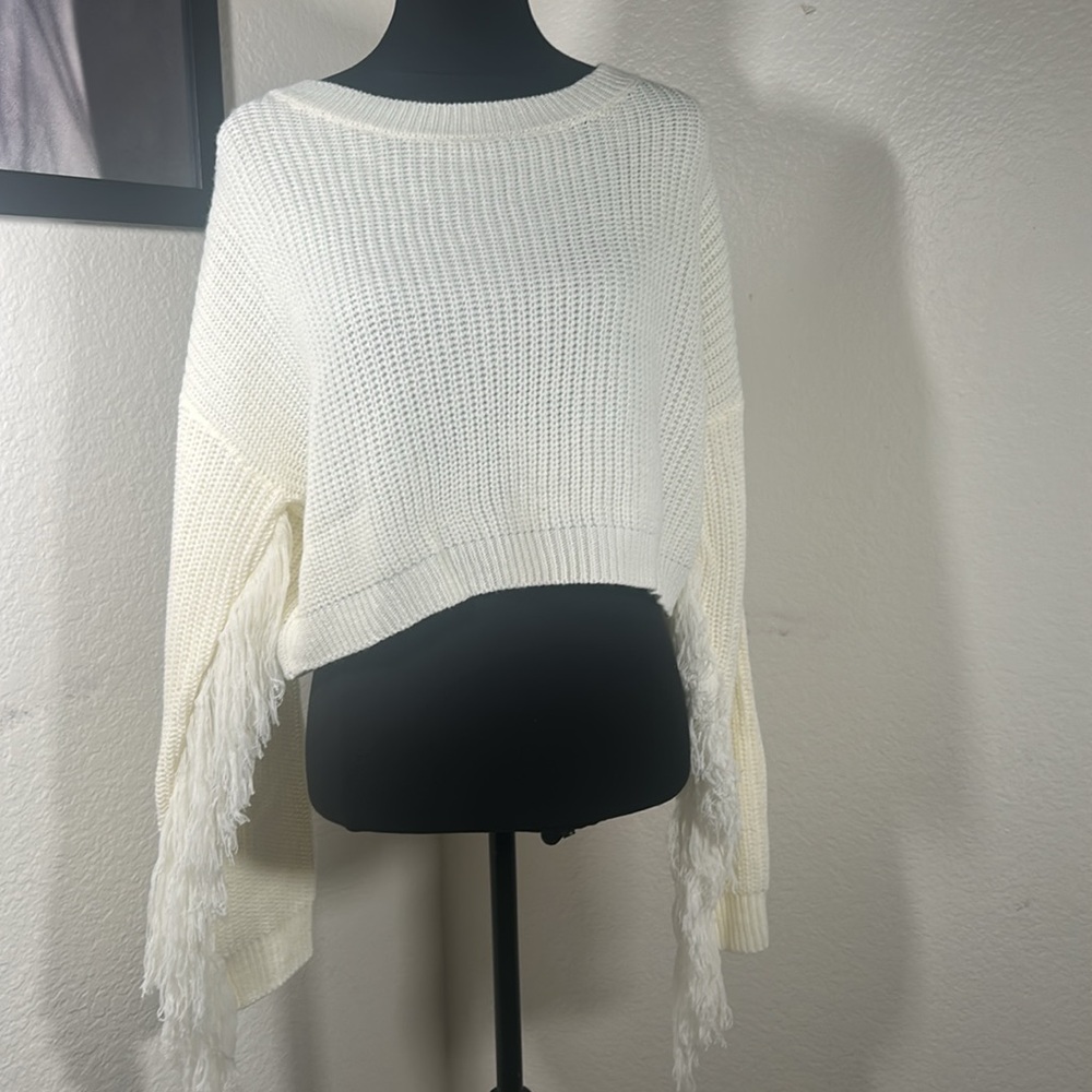 Cameron Ivory Fringe Sweater